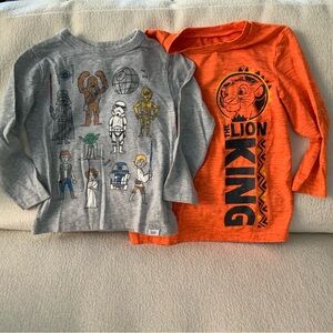 2T boy Star Wars & Lion King long sleeve tee shirts bundle